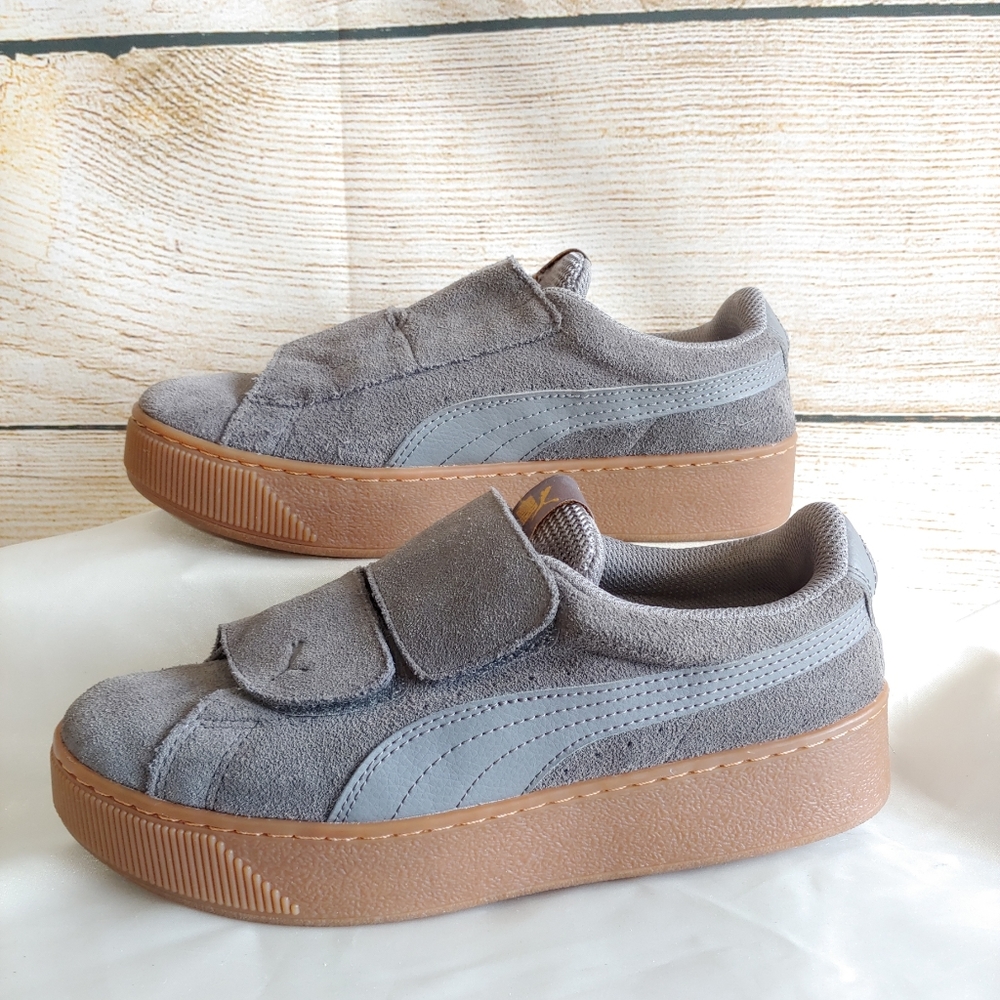 Puma Vikky Velcro Suede Platform Sneaker  7
